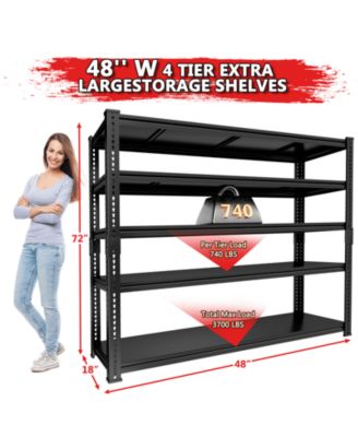 5-Tier 48 in W x 72 in H x 18 in D Adjustable Solid Plate Heavy Duty Metal Shelving Unit