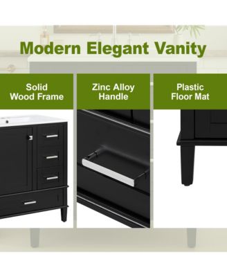 30 in. Wood Bathroom Vanity, Modern Bathroom Cabinet with Sink Combo Set, Soft-Closing Door and 3 Soft-Closing Drawers