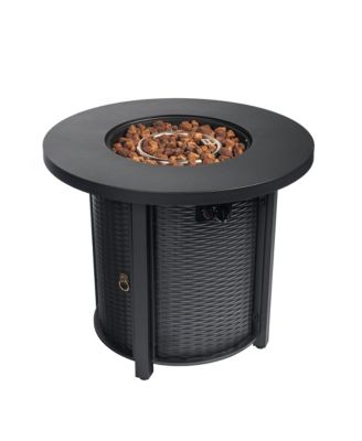 30" Propane Gas Fire Pit Table, 50000 BTU Round Steel Fire Pit for Outside Patio Deck Garden Courtyard-Black