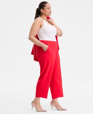 Plus Size High Rise Pull-On Cropped Pants