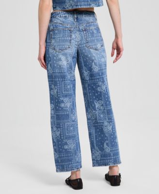 Women's High-Rise Bandana-Print Jeans