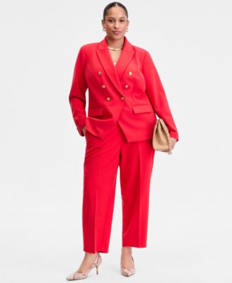 Plus Size Faux Double-Breasted Blazer