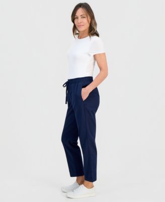 Petite Twill-Tape Tapered Pull-On Pants