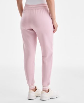 Women's Ribbed Solid Fleece Ankle Jogger Pants