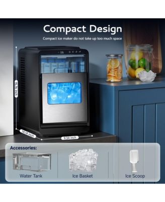 Per day Countertop or Portable Black Crescent Ice Maker with 1.9L Water Tank and 2.2Lbs Ice Basket