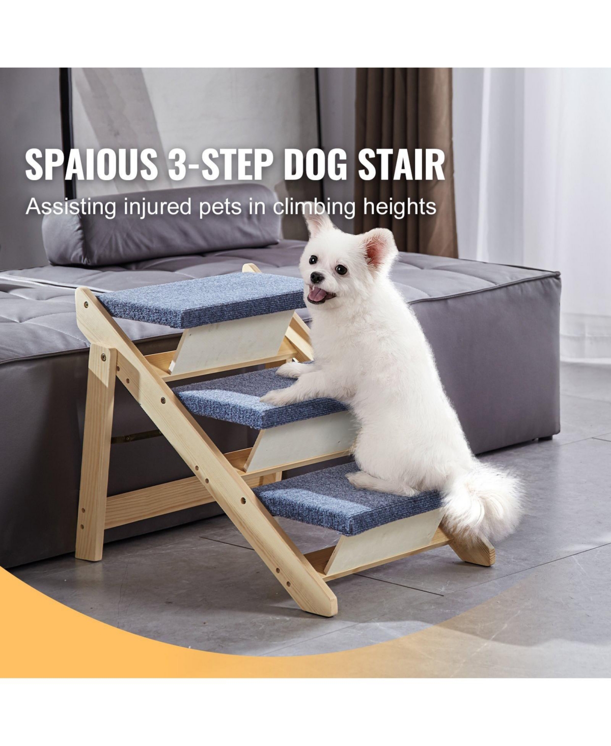 Cozito Convertible 3-Step Wooden Pet Stairs & Ramp