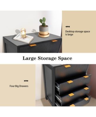 4 Drawer Dressers for Bedroom, Fluted Tall Dresser, Bedroom Chest of Drawers