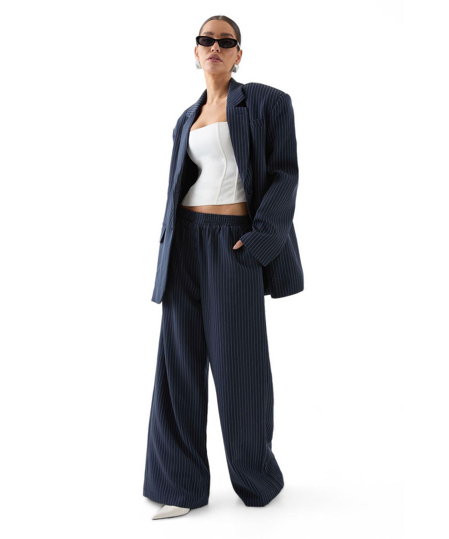 Women's Premium Pinstripe Oversized Blazer