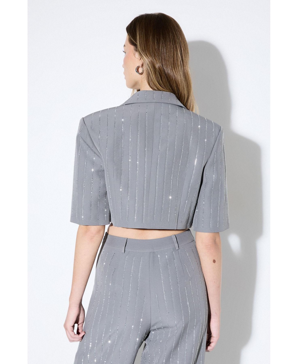 MissPap Women's Premium Embellished Cropped Blazer