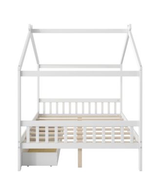 Twin Size House Platform Bed with Two Drawers,Headboard and Footboard