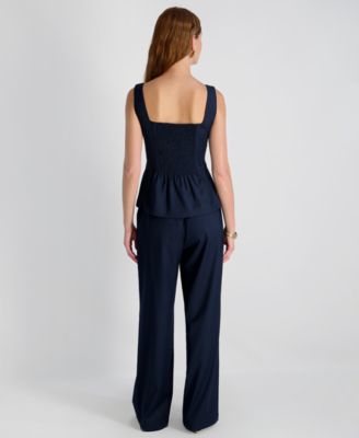 Women's Twill Square Neck Button-Down Top