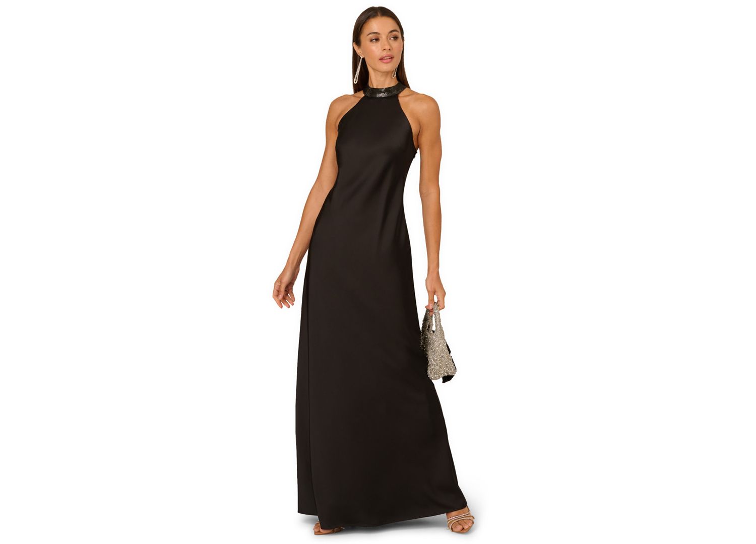 Women's Stretch Satin Long Dress