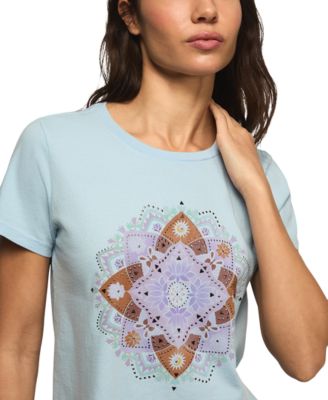 Women's Embellished Lotus Motif Crew Neck Top
