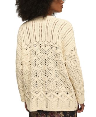Women's Mixed Stitch Open Front Cardigan Sweater