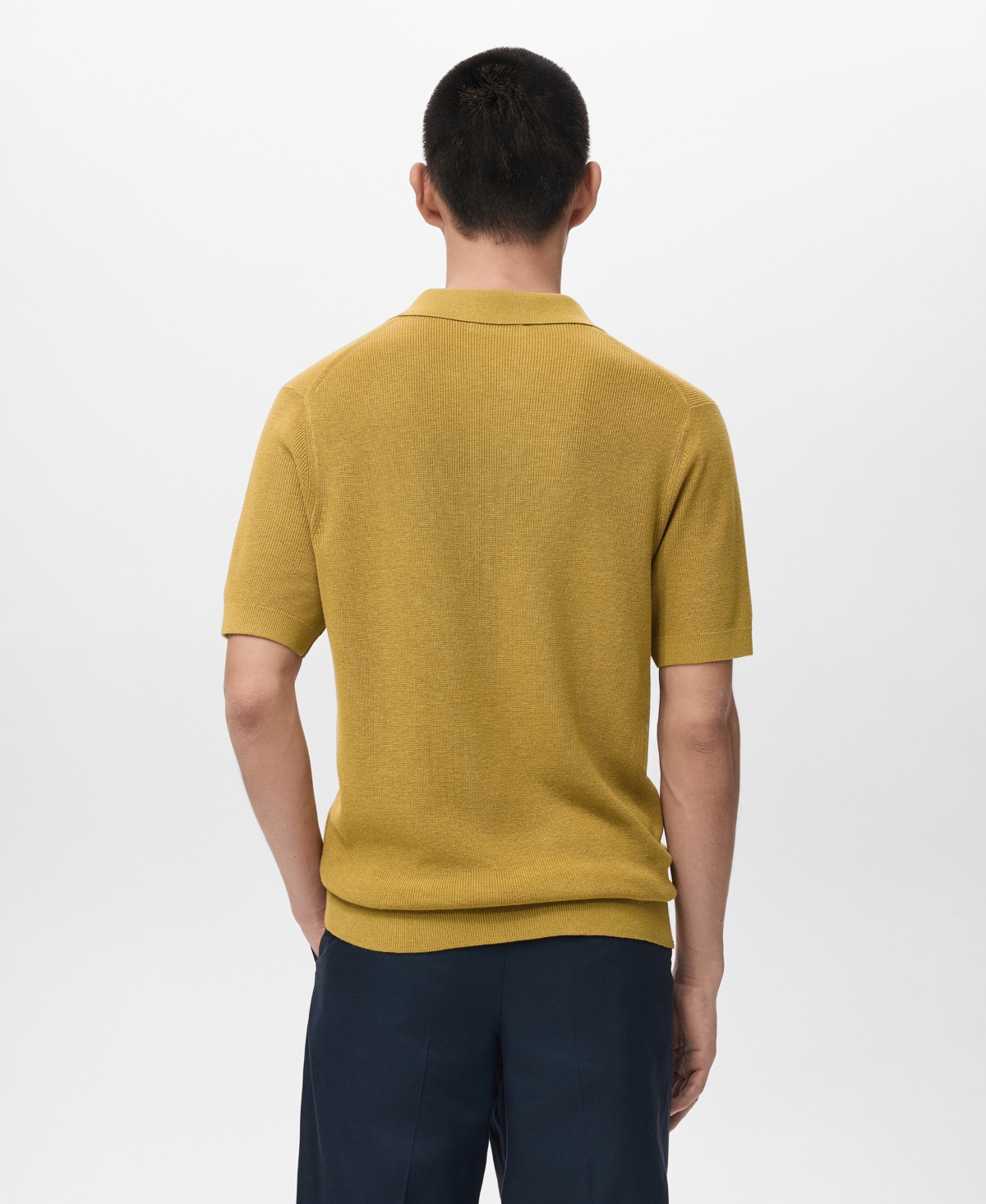 Mango Men's Structured Cotton Knitted Polo Shirt