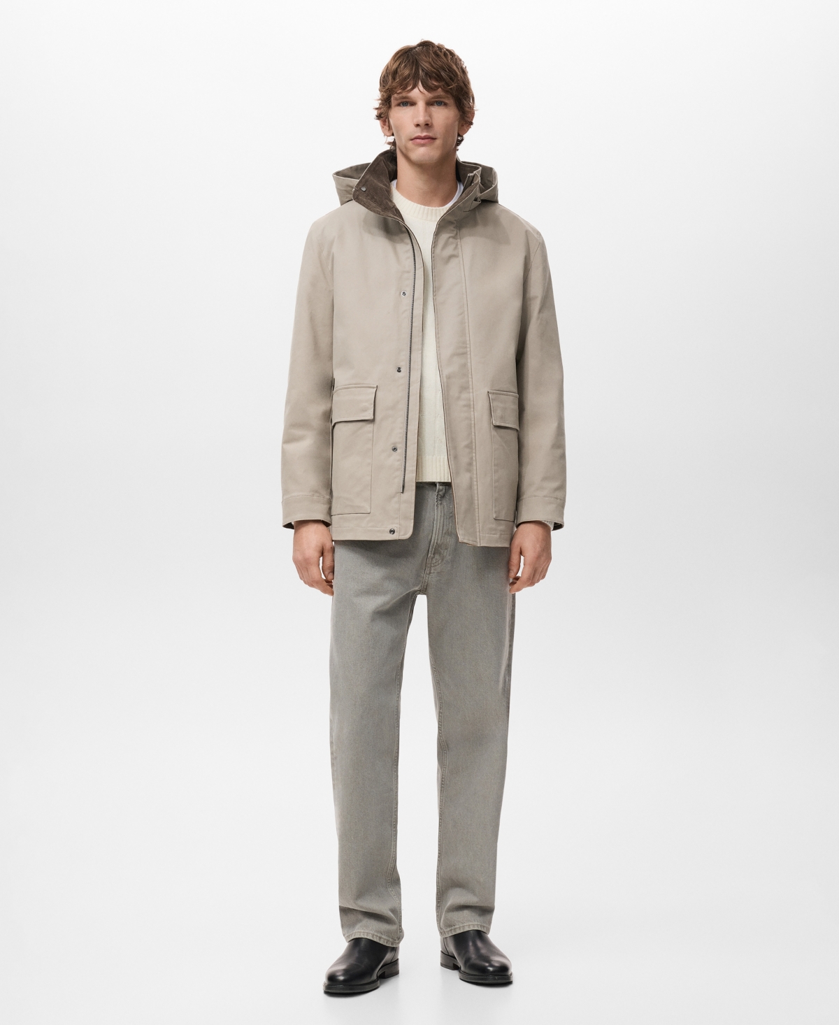 Mango Men's Detachable Inner Hood Parka