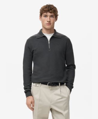 Men's Zipper Collar Microstructure Sweater