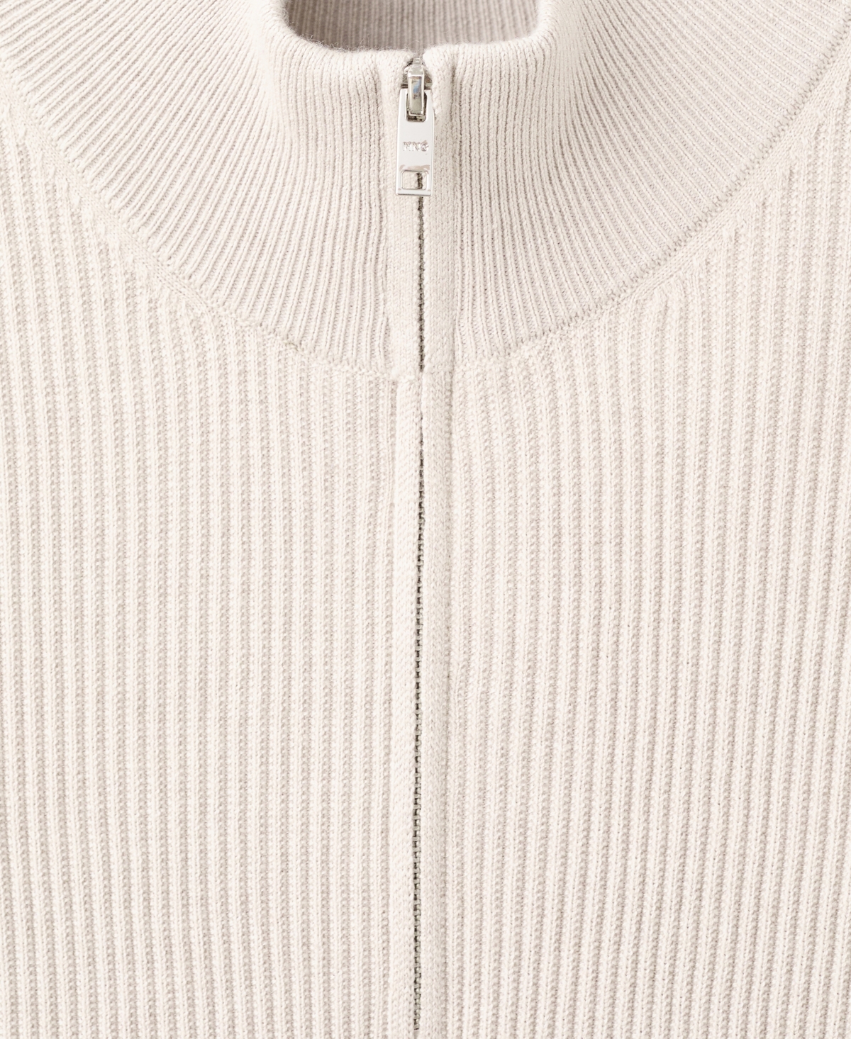 Mango Men's Zip Neck Ribbed Sweater