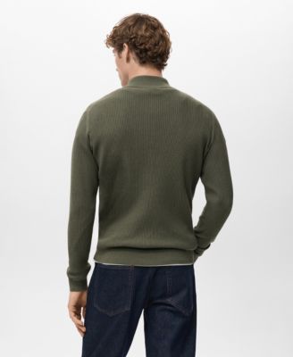 Men's Zip Neck Ribbed Sweater
