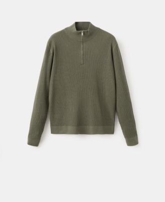 Men's Zip Neck Ribbed Sweater