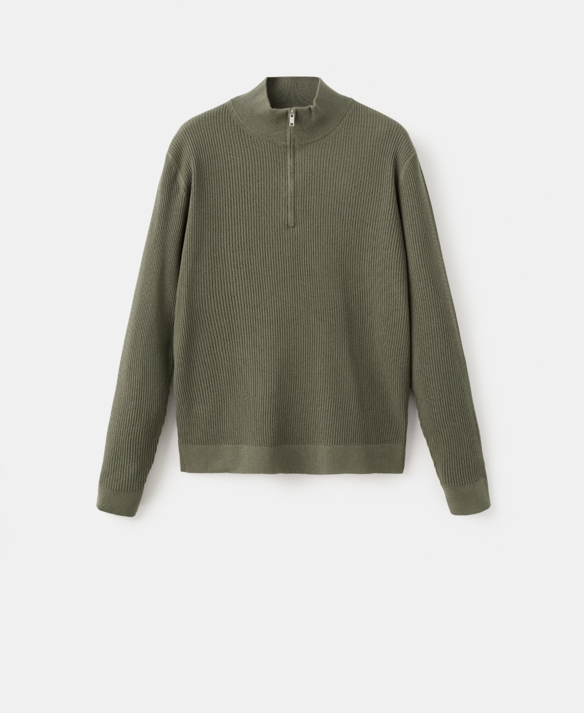 Mango Men's Zip Neck Ribbed Sweater