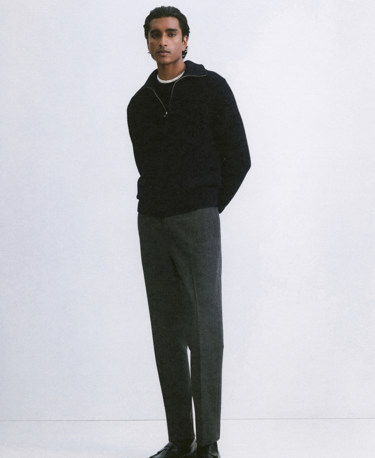 Mango Men's Zip Structured Knitted Cardigan