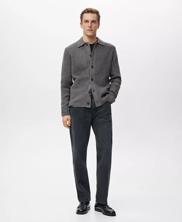 Men's Ribbed Knit Cardigan Sweater - thumbnail 8