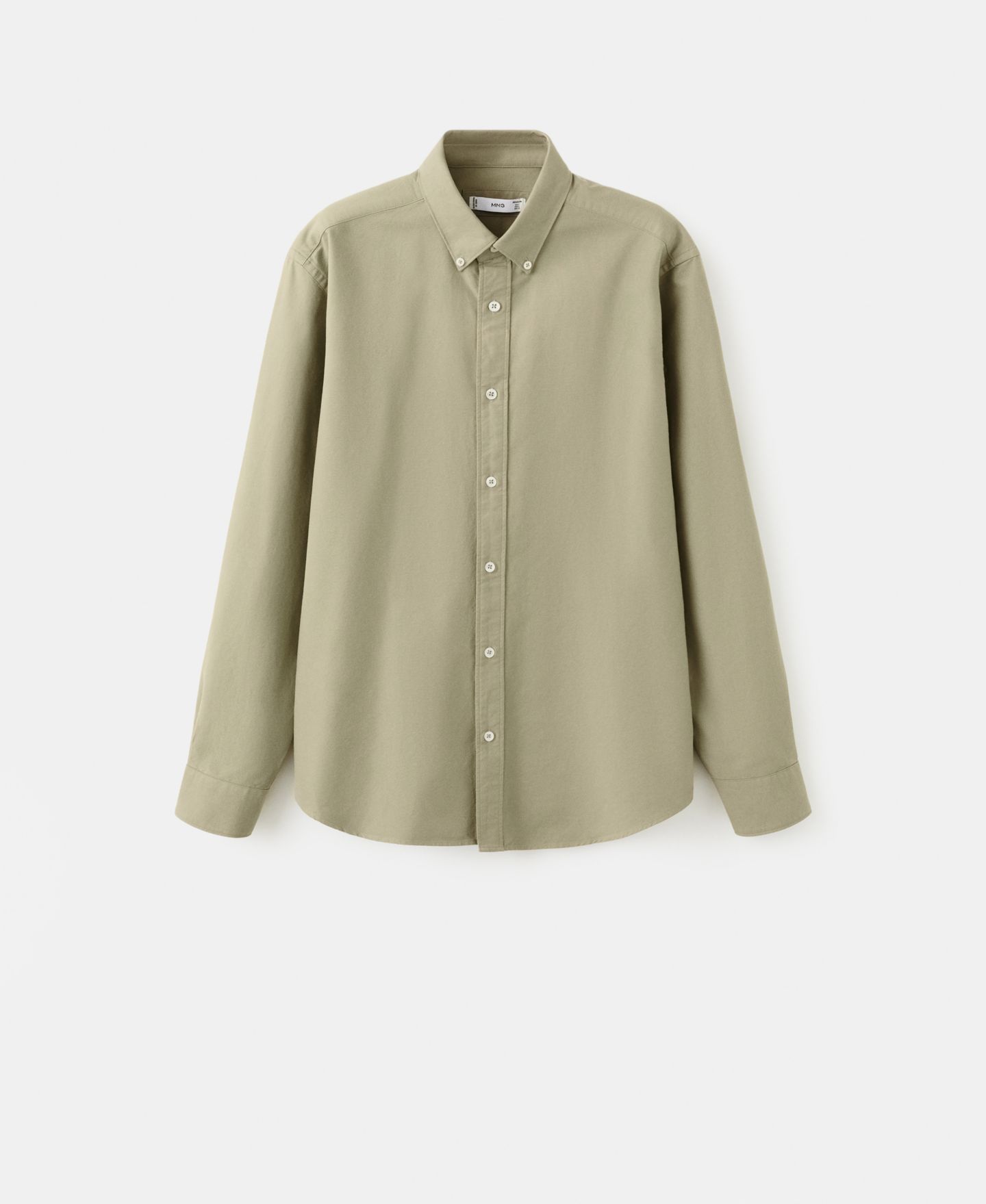 Мужская рубашка Mango Cotton Oxford, цвет: Хаки — фото 2