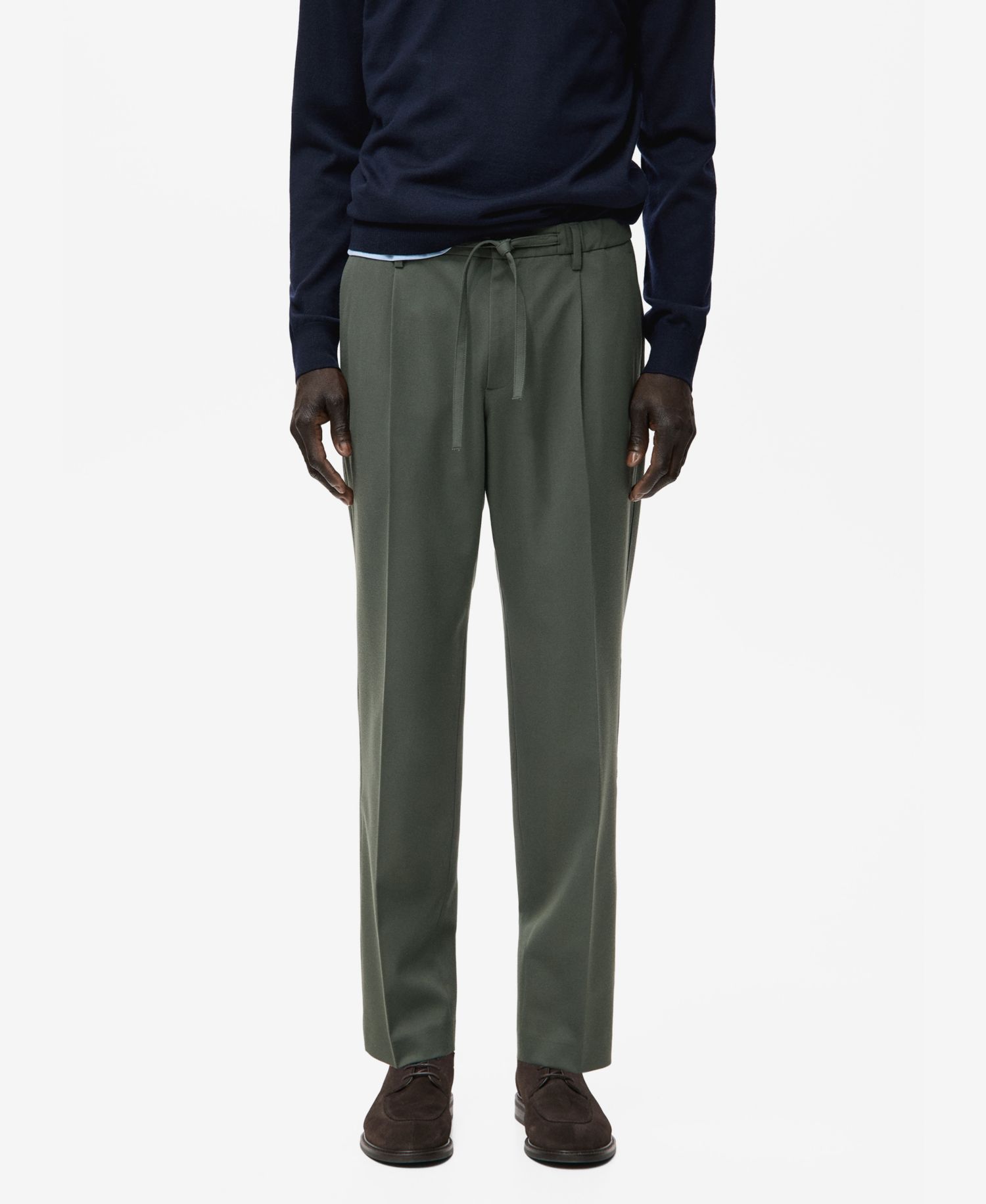 Men's Regular Fit Cord Pleated Pants
