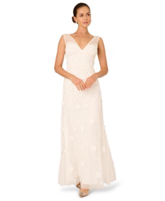 Women's V-Neck Beaded Sleeveless Gown