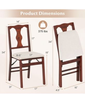 Set of 4 Folding Dining Chairs w/Rubber Wood Frame Soft Padded Seat Cushion