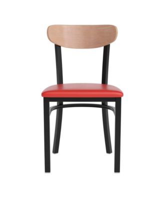 Yara Industrial Dining Chair with Rolled Steel Frame and Solid Wood Seat - 500 lbs. Static Weight Capacity