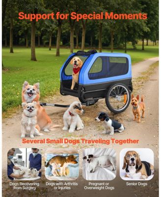 Foldable Pet Bike Trailer with Internal Leash, Holds up to 88 lbs.