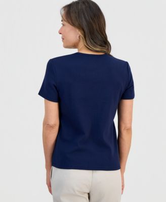 Petite Cotton V-Neck Top