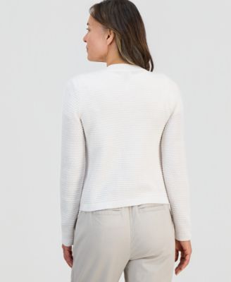 Petite Textured Stitch Crewneck Cardigan