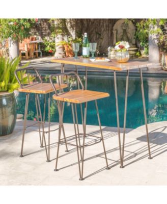 Dione Outdoor Teak Acacia Wood Bar Set