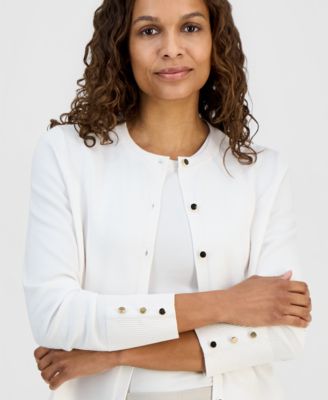 Petite Solid Cropped Cardigan