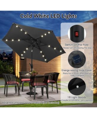 Solar Patio Umbrella with LED Lights and Crank Handle