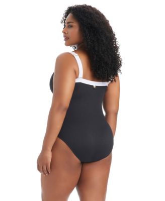 Plus Size Square Neck One-Piece Swimsuit
