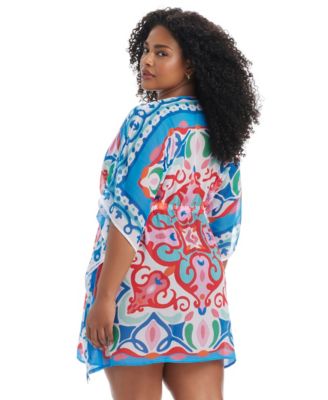 Plus Size Ibiza Bohemia Deep V-Neck Cover-Up Swim Caftan