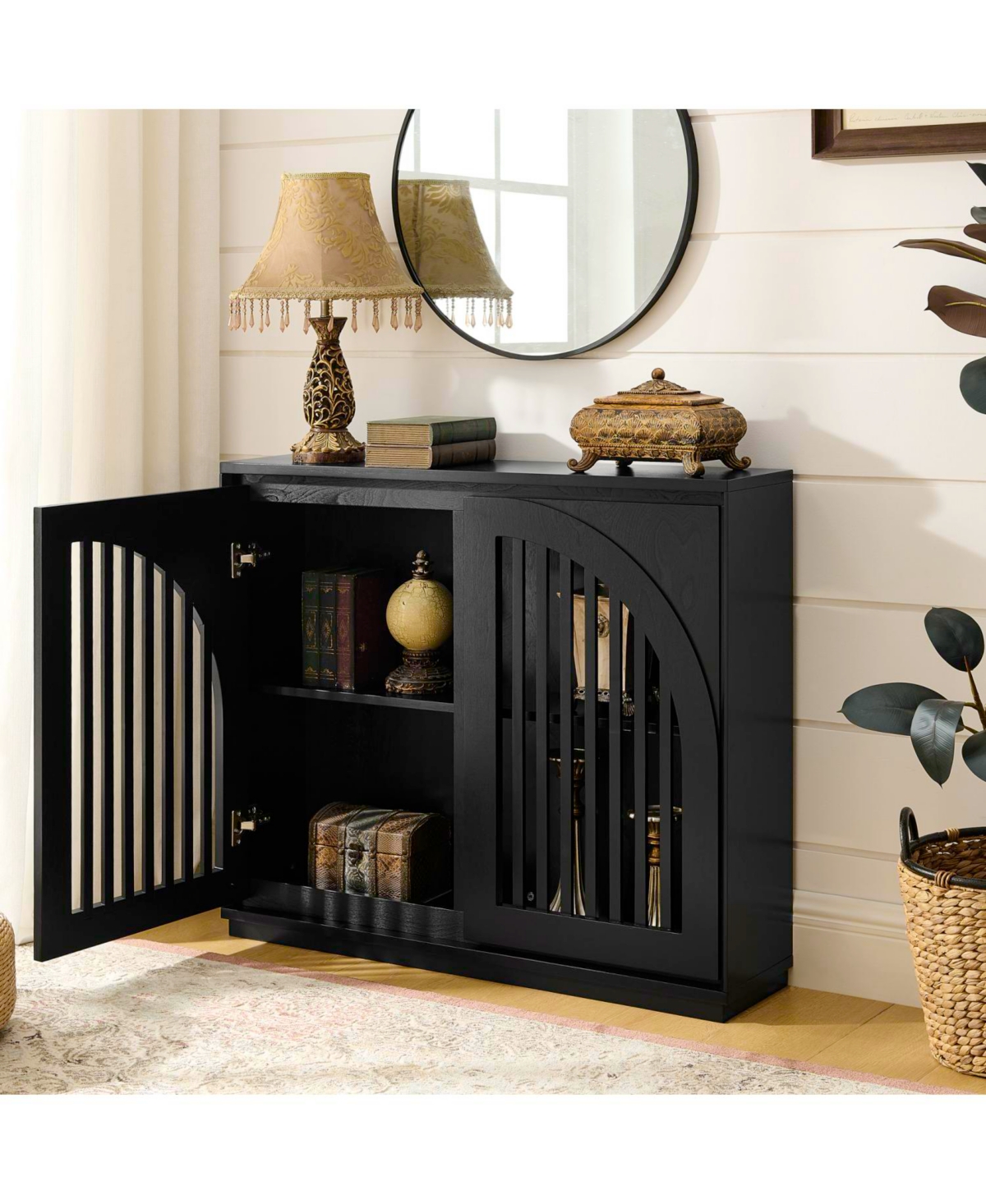 Streamdale Furniture Fluted Sideboard Cabinet with Outlets