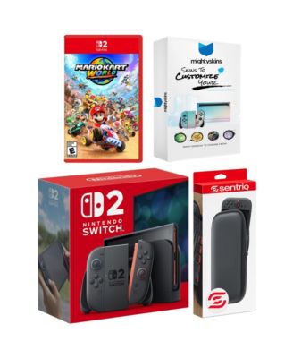 Switch 2 Video Game Console with Mario Kart World, MightySkins Code and Protective Case Bundle