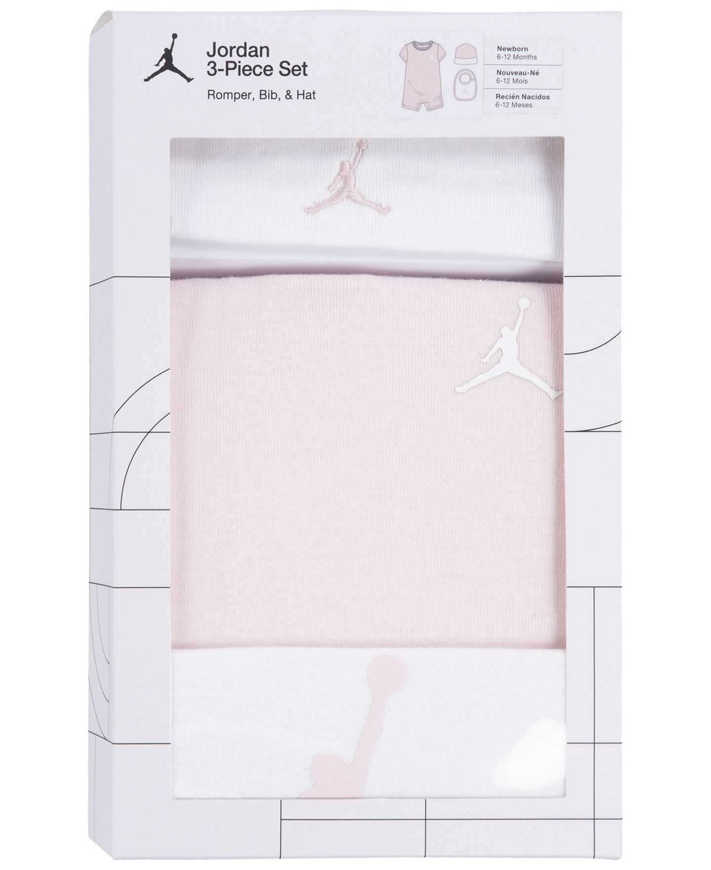 Комплекты Jordan Jumpman Romper, Hat and Bib, 3-Piece Set для малышей, цвет: Розовый — фото 8