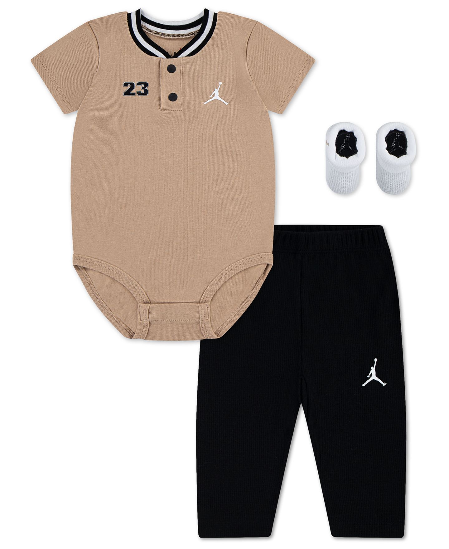 Детский комплект Jordan Jumpman для малыша: боди, брюки и носки, 3 предмета, цвет: Хаки / Чёрный — фото 1