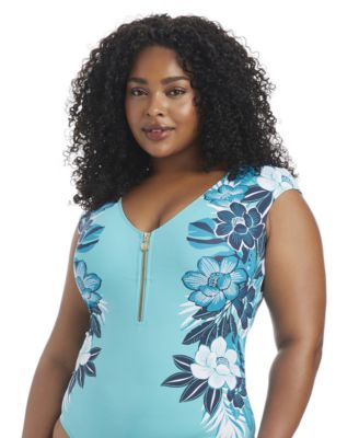 Plus Size Moddy Blooms Full Coverage One-Piece Swimsuit