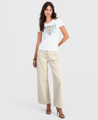 Women's Embellished Triangle Logo Short-Sleeve T-Shirt