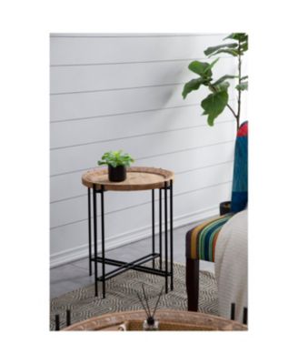 Round Side Table with Wood Top