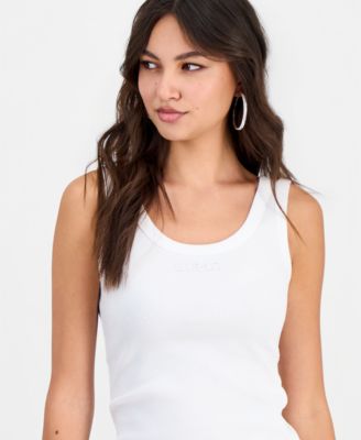 Women's Crystal Logo Ribbed Cropped Tank Top