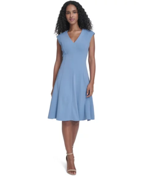 Petite V-Neck Sleeveless A-Line Dress - Bayou