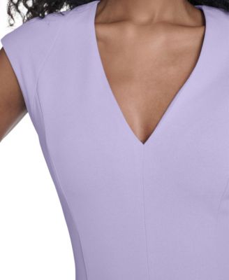 Women's Crepe V-Neck Midi Dress